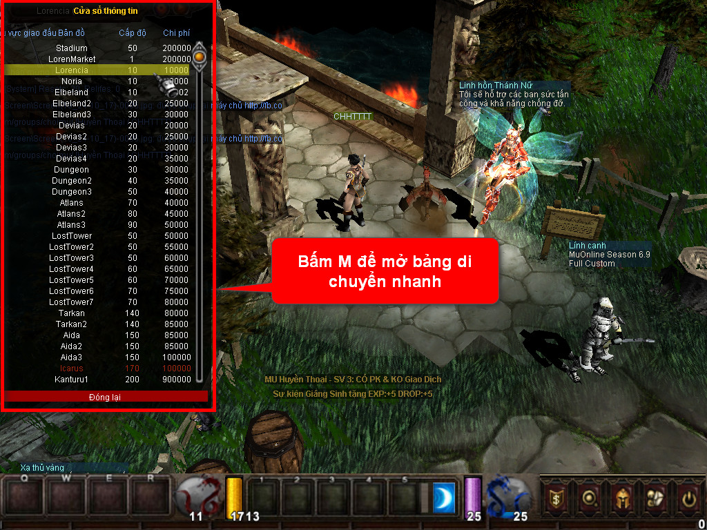 Chức năng chính của Game MU Tử Thần